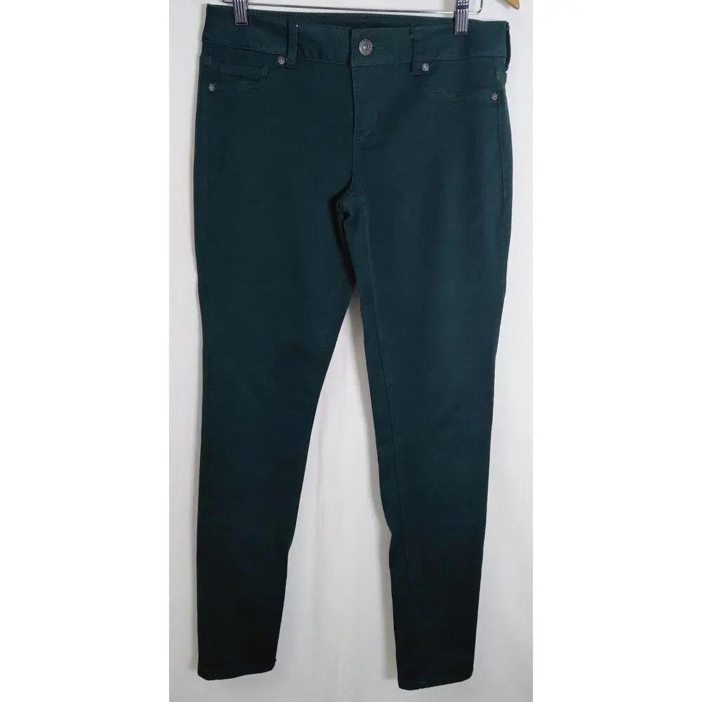 Maurices Embroidery Dark Green Stretch Skinny Jeans Denim Women Size M